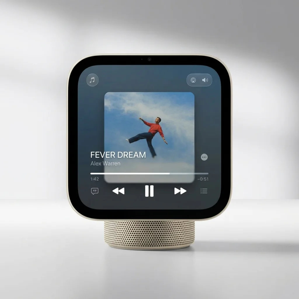 AI render of the Apple HomeView tabletop display in starlight