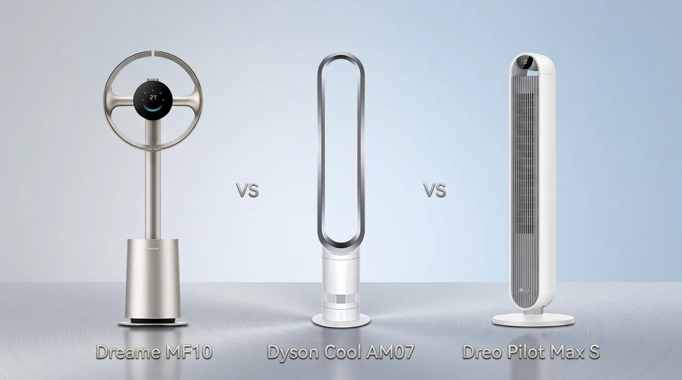 Bladeless tower fans compared — Dreo, Dreame, Dyson
