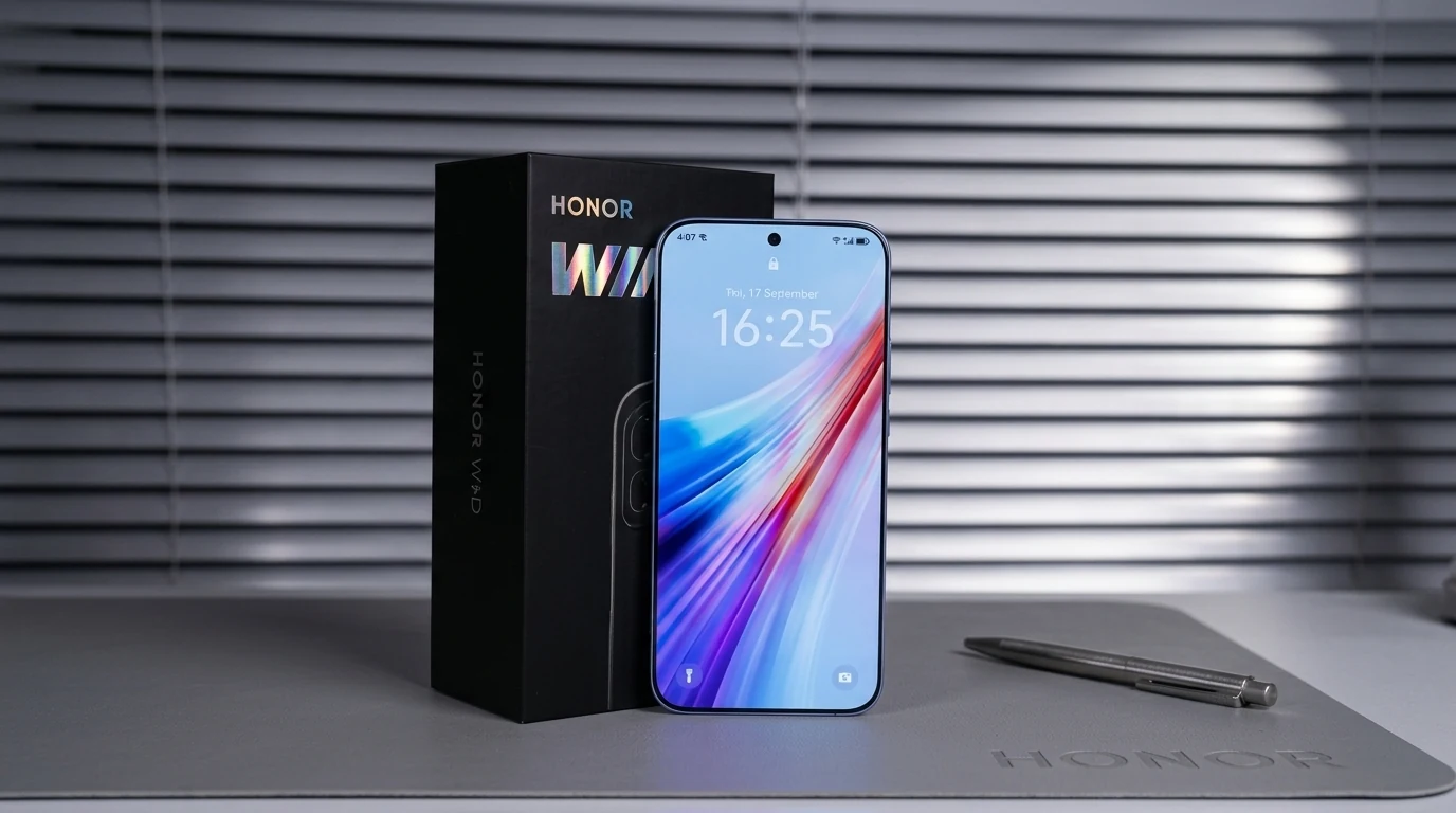 Illustration of the HONOR WIN 2 with its retail box